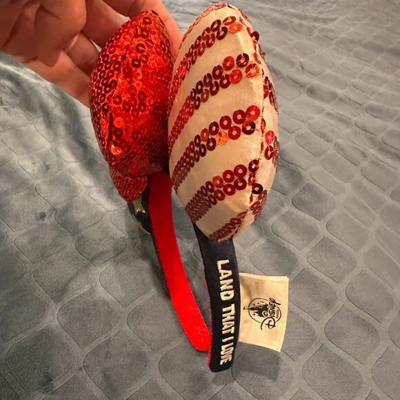 Disney Parks Stars & Stripes Americana Minnie Ears Headband “Land That I Love” - Picture 2 of 3